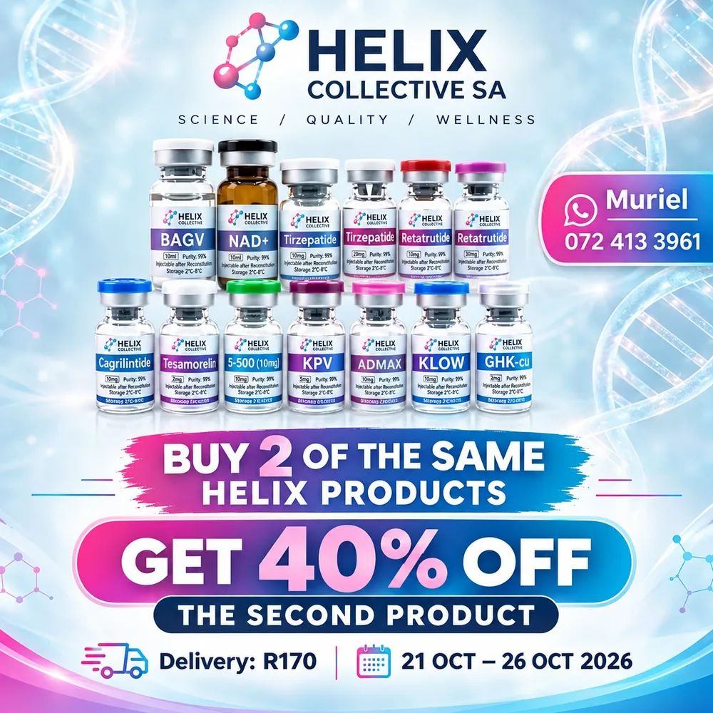 Helix Collective SA special: buy 2 of the same Helix product, get 40% off the second product, 21 to 26 October 2026